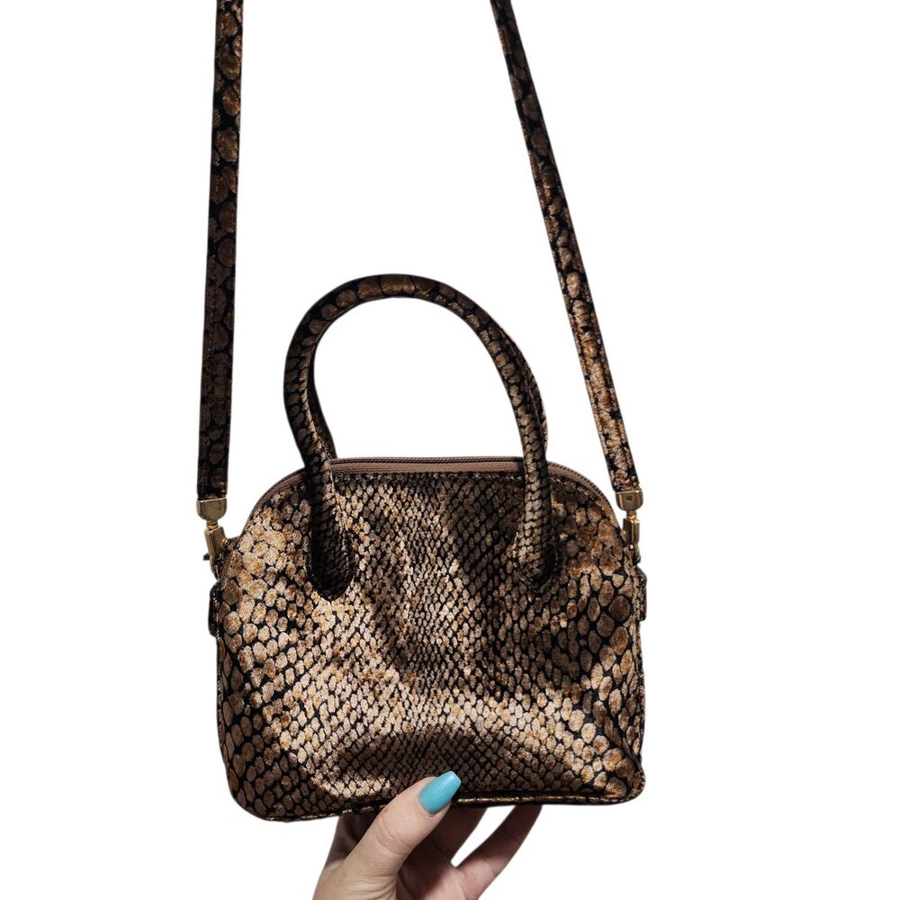 Andrea Pfister Snakeskin Pattern Satchel Top Handle Crossbody Made Italy